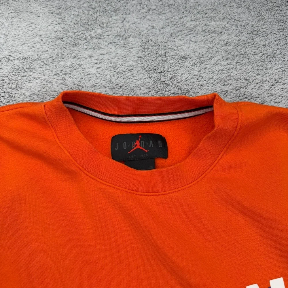 Air Jordan Sweatshirt Men XL Orange Flight MVP Wheaties Crewneck Fleece Pullover